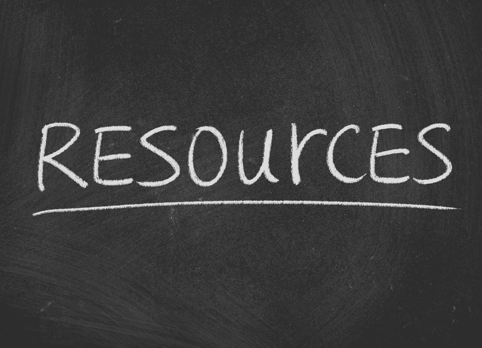 An image of a blackboard with the word Resources written on it with chalk.